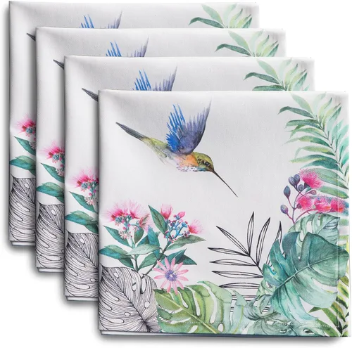 Maison d' Hermine Tropiques - Juego de 4 servilletas 100% algodón suave y cómodo perfectas para cenas familiares, bodas, fiestas de cóctel, cocina,