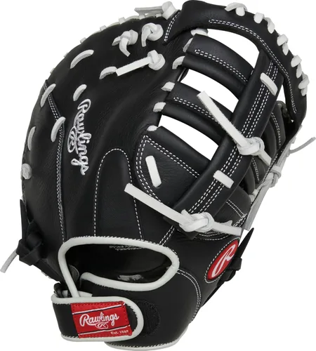 Miniatura 4 de Rawlings Guante de sóftbol juvenil Shut Out Negro/Blanco Web de barra doble de poste único