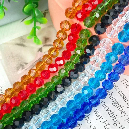 Miniatura 4 de Jmassyang 100 Piezas 8mm Cuentas de Cristal de Vidrio Facetado Redondo, Cuentas Espaciadoras para Hacer Joyas, Pulseras, Collares, Aretes, Campanas