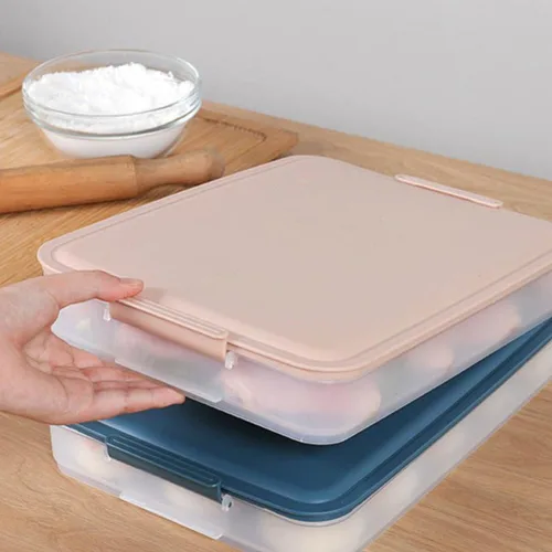 Miniatura 9 de Hemoton Caja de bola de masa hermética apilable de 2 capas con tapas, 12.20 x 8.66 x 3.34 pulgadas, almacenamiento versátil para el hogar fresco
