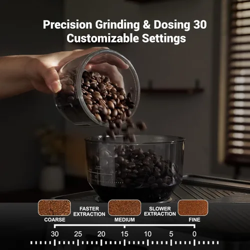 Miniatura 2 de Gevi Máquina de café expreso de 20 barras con molinillo integrado y espumador de leche, cafetera profesional para el hogar, capuchino, café