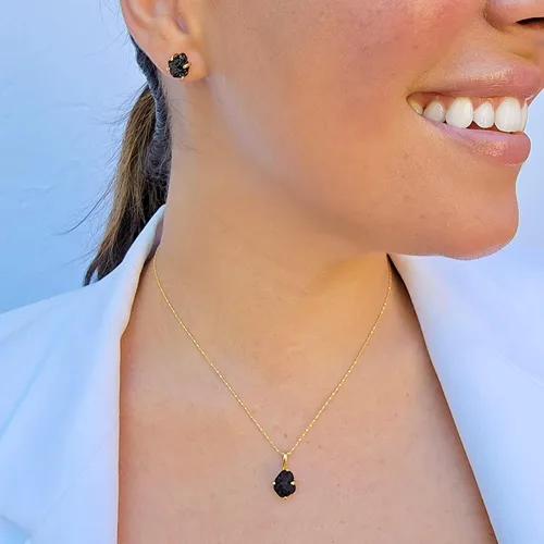 Miniatura 85 de Aretes de piedra preciosa natural en bruto con oro amarillo sobre plata de ley 925, 6 a 0.276 in, regalo de piedra de nacimiento de calidad genuina
