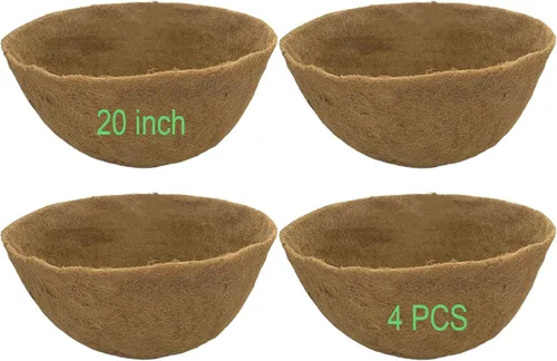 Miniatura 24 de 1 pieza de 20 pulgadas Forros de coco para macetas, forros de repuesto redondos de fibra de coco en forma de canasta