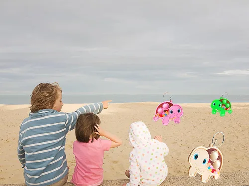 Miniatura 3 de Paquete de 20 llaveros a granel de tortuga de animales marinos para adolescentes y niños, suministros de fiesta de cumpleaños, premios