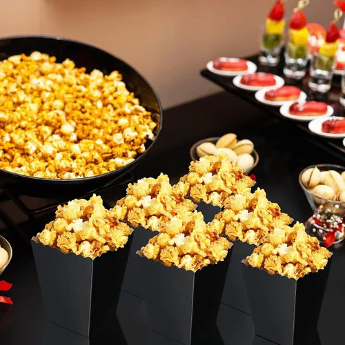Miniatura 5 de Meanplan Cajas de palomitas de maíz, mini contenedor de cartón para palomitas de maíz, contenedor de cartón para aperitivos, bolsas desechables