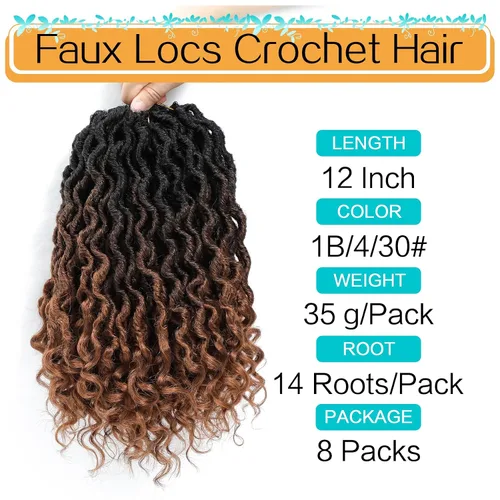 Miniatura 4 de Karida Goddess Locs - Cabello de ganchillo de 12 pulgadas, 8 paquetes de cabello Faux Locs de ganchillo para mujeres negras, Faux Locs de ganchillo