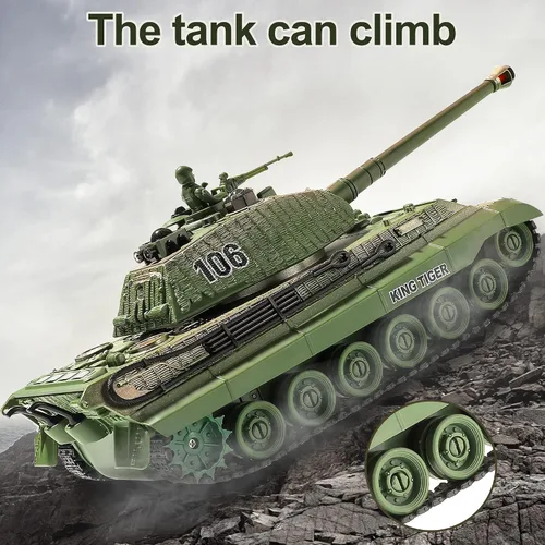 Miniatura 7 de Tanque RC, Tanque del Ejército Alemán King Tiger de la Segunda Guerra Mundial con Control Remoto, Juguetes de Tanques 1:28, Vehículos Militares RC