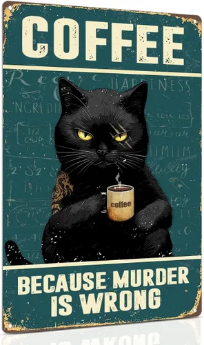 Miniatura 9 de ALKB Divertido letrero de gato negro – I Do What I Want - Letreros de metal para amantes de los gatos, regalo para decoración de pared en casa