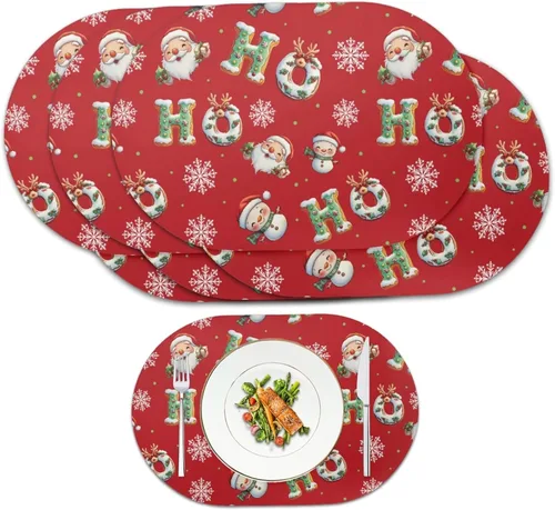 Miniatura 15 de Blue Flower Dining Table Mats Set of 2 Hummingbird Heat Resistant Placemats Washable and Wipeable Non Slip Place Mat, Waterproof Modern Dining Table