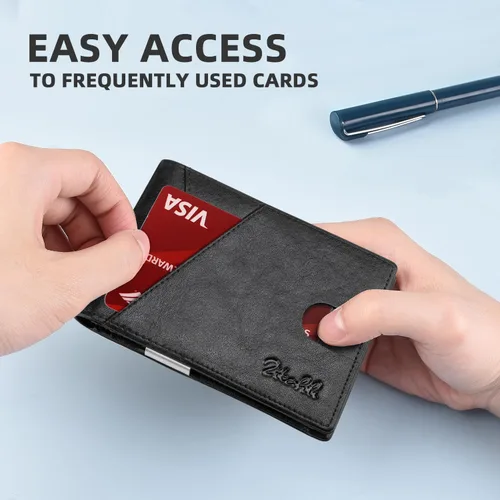 Miniatura 33 de Zitahli - Billeteras delgadas RFID para hombres, billetera de cuero flexible con clip de dinero, cartera minimalista con bolsillo frontal