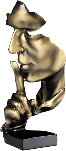 Miniatura 10 de aboxoo Estatuas abstractas El silencio es oro Objetos decorativos, estatuilla moderna y simple de resina, decoración de escritorio para piano