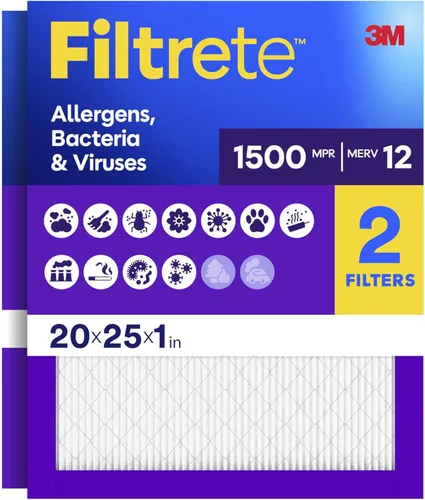 Filtrete - Filtro de aire para horno MPR 1500 MERV 12, ultra protección contra alérgenos para una vida saludable, paquete de 2 unidades (dimensiones