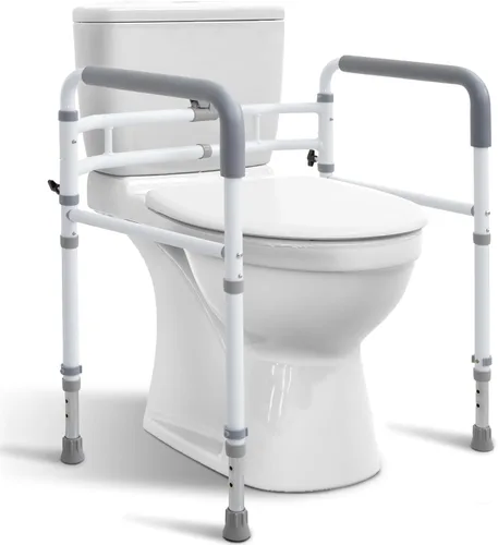 Barras de seguridad para inodoro WeHwupe - Barra de seguridad para inodoro para adultos mayores - Asas ajustables para baño - Marco y rieles de