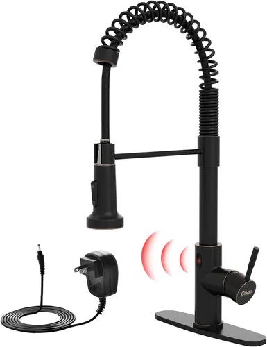 Miniatura 19 de GIMILI - Grifo de cocina sin contacto con resorte y rociador extraíble, sensor de movimiento, activado de manos libres inteligente, una sola manija