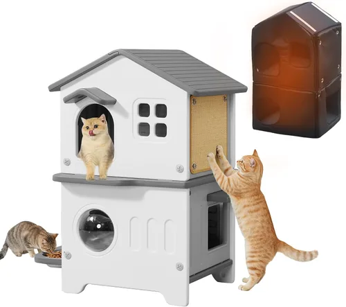 Miniatura 10 de Casa aislada para gatos al aire libre con forro