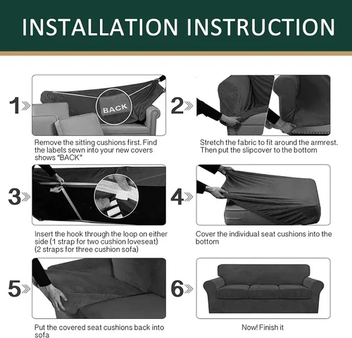 Miniatura 7 de Funda de cojín de terciopelo para sofá en forma de L, funda elástica para cojines de asiento, protector de muebles suave y antideslizante para silla