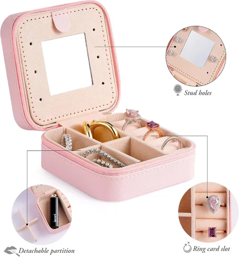 Miniatura 2 de Joyero pequeño para niñas, joyero con inicial de viaje para niñas Caja organizadora de joyas pequeña Joyero de viaje organizador de joyero Mini