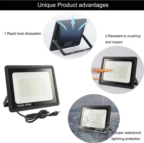 Miniatura 5 de 4Pack LED Flood Light Outdoor,50W LED Work Light 5500lm with 6FT US Plug,IP66 Waterproof Exterior Security Lights,6000K Daylight White Outside