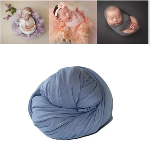 Miniatura 4 de Coberllus Accesorios de fotografía para recién nacidos, manta elástica sin arrugas para niños y niñas Azul