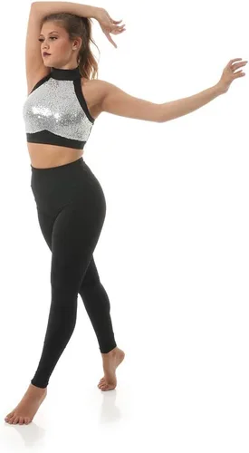 Miniatura 4 de Camiseta corta de lentejuelas para niñas, solo para Kix, disfraz de baile para niñas