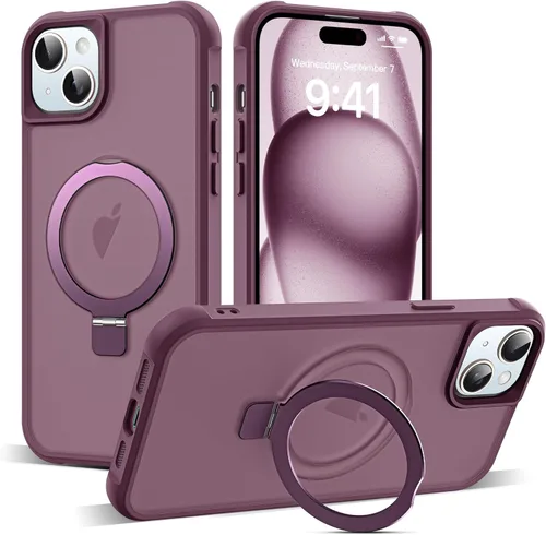 Miniatura 78 de SKYLMW – Funda compatible con iPhone 12 Pro Max y iPhone 13 Pro Max con soporte magnético invisible tipo anillo, fundas translúcidas para teléfonos