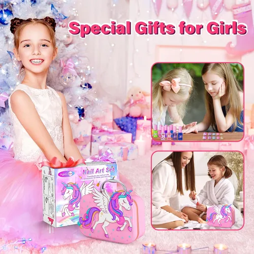 Miniatura 8 de Juego de Esmalte de Uñas para Niñas Juguetes, Kit de Arte de Uñas Lavable de Secado Rápido para Niños Pequeños con Secador de Enfriamiento por Aire