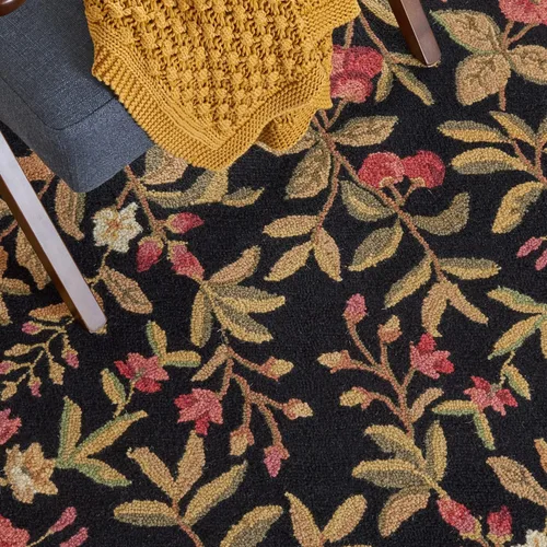 Miniatura 6 de SAFAVIEH Chelsea Collection - Alfombra decorativa de 1 pies 8 pulgadas x 2 pies 6 pulgadas, color negro, lana de campo francesa enganchada a mano