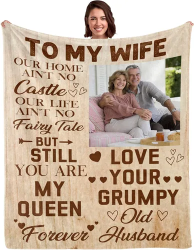 Miniatura 15 de WSYEAR Manta personalizada con fotos, regalo personalizado para parejas, manta con fotos personalizada, regalo de cumpleaños con texto en inglés "I