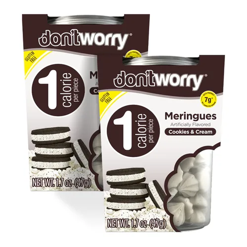 DON'TWORRY Galletas de merengue aptas para dieta cetogénica, solo 1 calorías por pieza, paquete de 2, galletas y crema, dulces saludables,