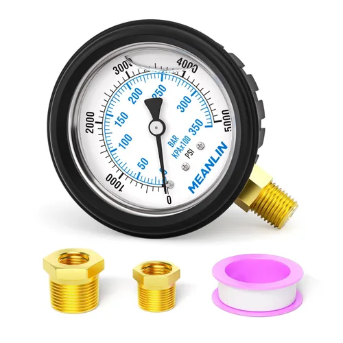 Miniatura 75 de MEANLIN MEASURE - Manómetro de acero inoxidable, relleno de líquido, esfera con cara de 2.5 pulgadas, NPT de 1/4 de pulgada, agua, aceite y gas