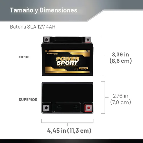 Miniatura 3 de ExpertPower YTX4L-BS - Batería AGM para motocicleta de 12V 4Ah para patinete de 50cc SA50 Elite LX, SB50, TTR125, batería ATV de 120 CCA para Mini