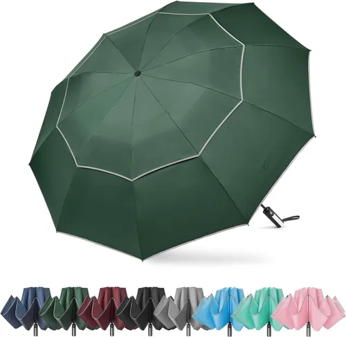 Miniatura 13 de G4Free 54/62 Inch Windproof Inverted Umbrella with Reflective Stripe Large Compact Reverse Golf Umbrella for Rain 10 Ribs Double Canopy Travel