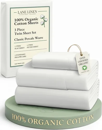 Miniatura 163 de LANE LINEN Sábanas 100% algodón orgánico para cama tamaño King, sábanas de percal suave, transpirables, de lujo, estilo hotelero, lavables a 09