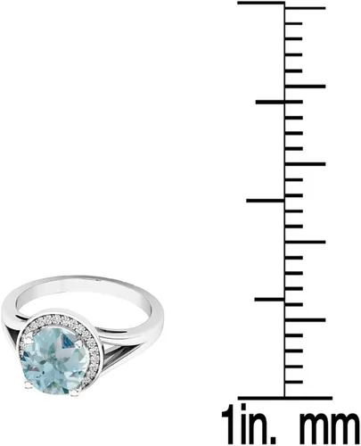 Miniatura 83 de Dazzlingrock Collection Anillo de compromiso redondo de 0.276 in con halo de diamante blanco y vástago dividido para ella en oro macizo de 14