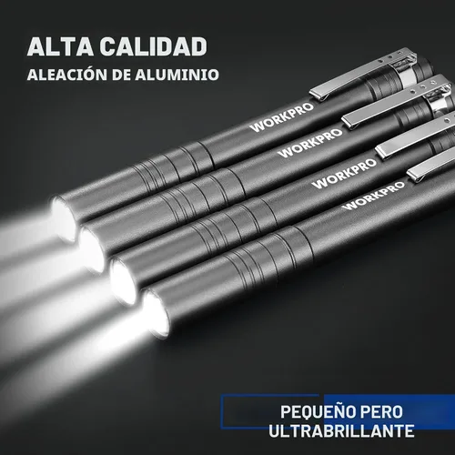 Miniatura 3 de WORKPRO Luz de bolígrafo LED, Linternas de bolígrafo de aluminio, Linterna de bolsillo con clip para inspección, emergencia, uso diario, 2