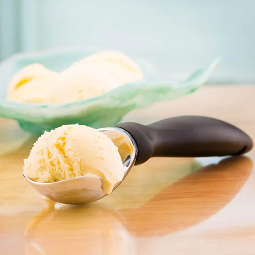 Miniatura 9 de Spring Chef Cuchara de helado de acero inoxidable 18/8 con mango de agarre suave, cuchara de helado resistente para helados, sorbetes, masa de Negro