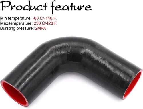 Miniatura 3 de Acoplador de codo de 90 grados de 4 capas de manguera de silicona de 2 pulgadas (51 mm) con abrazaderas de perno en T para tubo de intercooler