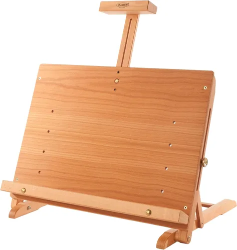 Miniatura 9 de Mabef Caballete de mesa M/16, caballete de escritorio en miniatura de madera de haya engrasada con altura y ángulo de lona ajustables, peso ligero