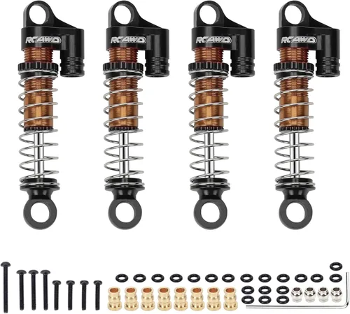 RCAWD Actualizaciones para FMS FCX24 1/24 y 1/18 Crawlers Partes de Amortiguador de Choque, Amortiguadores de Choque Delanteros Traseros RC de Negro