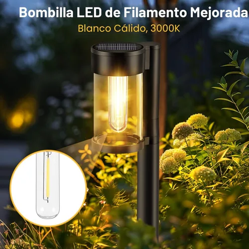 Miniatura 3 de Mancra Luces solares para caminos al aire libre, paquete de 10 luces solares de metal y vidrio para exteriores, impermeables, para paisaje, camino