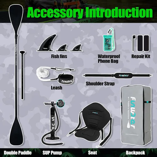 Miniatura 3 de FunWater Inflatable Stand Up Paddle Board with Premium SUP Paddleboard Accessories, Anti-Slip EVA Deck, 11'6''/11'/10'6'' Paddle Boards for Adults &