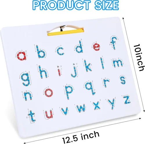 Miniatura 3 de Tablero magnético de trazado del alfabeto, tablero magnético de letras ABC, tablero de dibujo con imanes, tablero de dibujo preescolar, juguetes