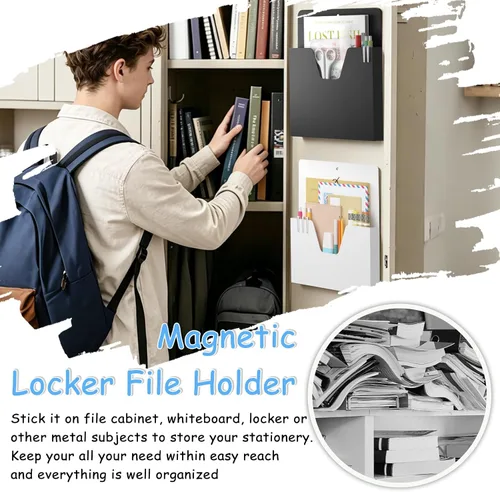 Miniatura 7 de MFTEK Soporte magnético para archivos con 6 bolsillos, organizador de archivos colgantes, suministros de oficina para gabinetes, pizarra blanca