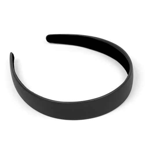 Miniatura 4 de Huachi Diademas negras para mujer, diadema negra de piel sintética para mujeres y niñas, banda de plástico duro para cabeza de colores sólidos