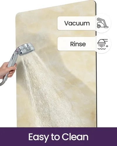 Miniatura 8 de DEXI Alfombra de baño ultra fina, de 16 x 24 pulgadas, antideslizante, para suelo de ducha, absorbente, de secado rápido, de mármol, perfil bajo