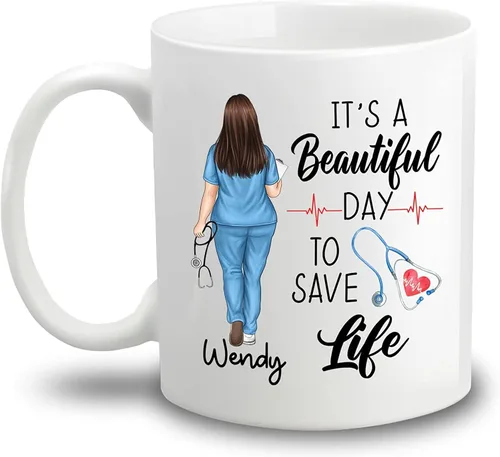 Miniatura 12 de Taza de café con nombre personalizado para médicos, taza de café personalizada para médicos, regalo para hombres, hombres, doctores, estetoscopio