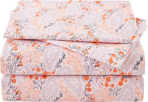 Miniatura 20 de JSD Juego de sábanas con estampado floral azul, tamaño Queen, 4 piezas, sábanas de microfibra con patrón suave, bolsillo extra profundo Sakura