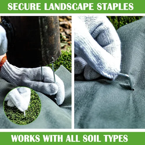 Miniatura 6 de SUNTURF Paquete de 100 estacas de jardín de acero galvanizado de calibre 11 de 6 pulgadas, grapas de sujeción para asegurar tela de malas hierbas