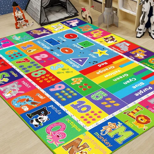 ABC - Alfombra infantil para sala de juegos, alfombra de juego educativo para niños, alfombras preescolares con ABC, números, alfombras de