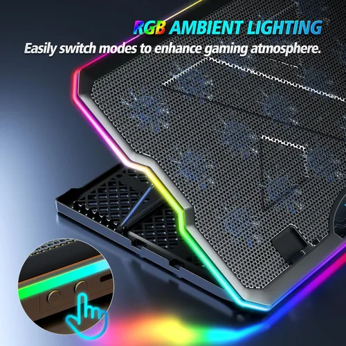 Miniatura 5 de AIMIUZI Almohadilla de enfriamiento para laptop para juegos, enfriador de laptop con 15 ventiladores silenciosos para portátiles de 12 a 17.3